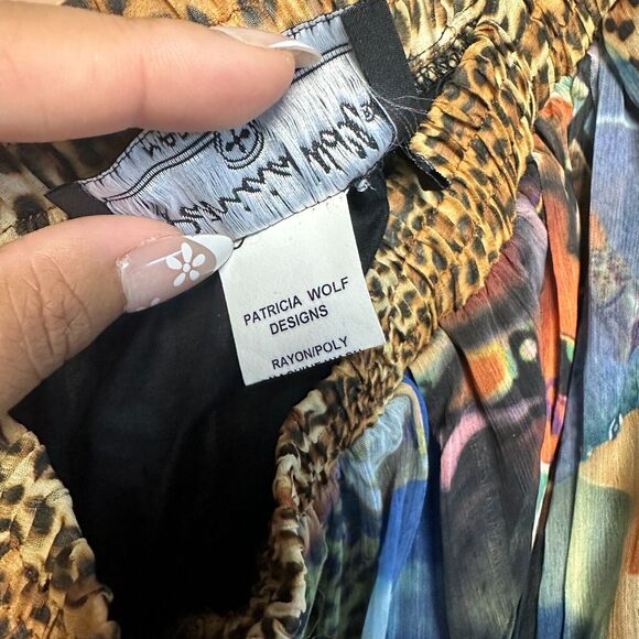 Patricia Wolf Skirt Small Western Broomstick Art to Wear Pleated Cheetah Print - Picture 9 of 12
